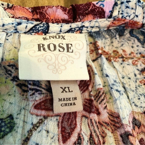 Knox Rose Womens Light Blue Shirt Size XL Sleeveless Tank Floral Front Tie - Picture 9 of 9